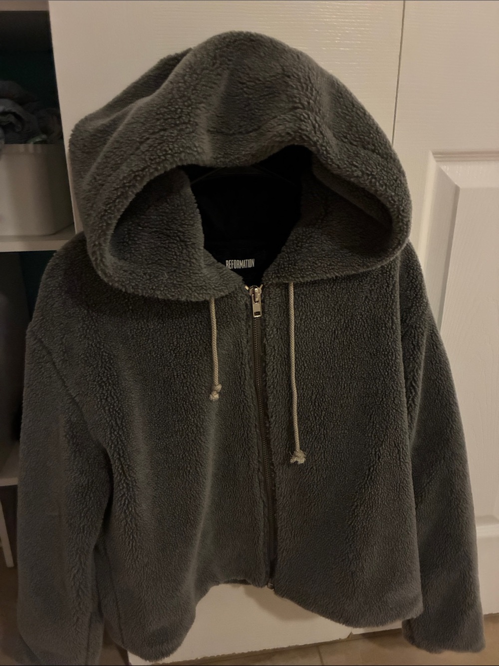 Reformation Charcoal gray teddy cozy Zip Hoodie